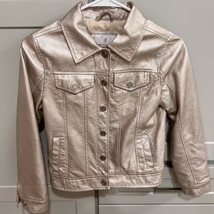 Urban Republic Girls Collection Sand Metallic Faux Leather Jacket size M 10/12.